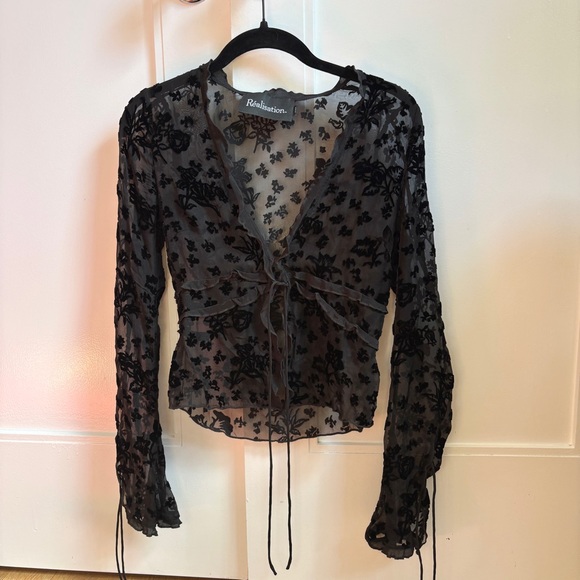 REALISATION PAR Anaïs long-sleeved black top - Picture 1 of 7